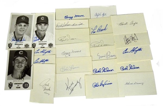 Lot of (23) Signed Baseball Index Cards w/ Many HOFers Plus Daffy Dean and Jack Buck